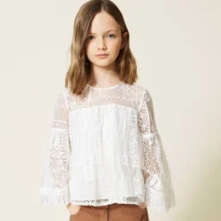 TWINSET Skirts> Girl Lace Blouse With Fringes