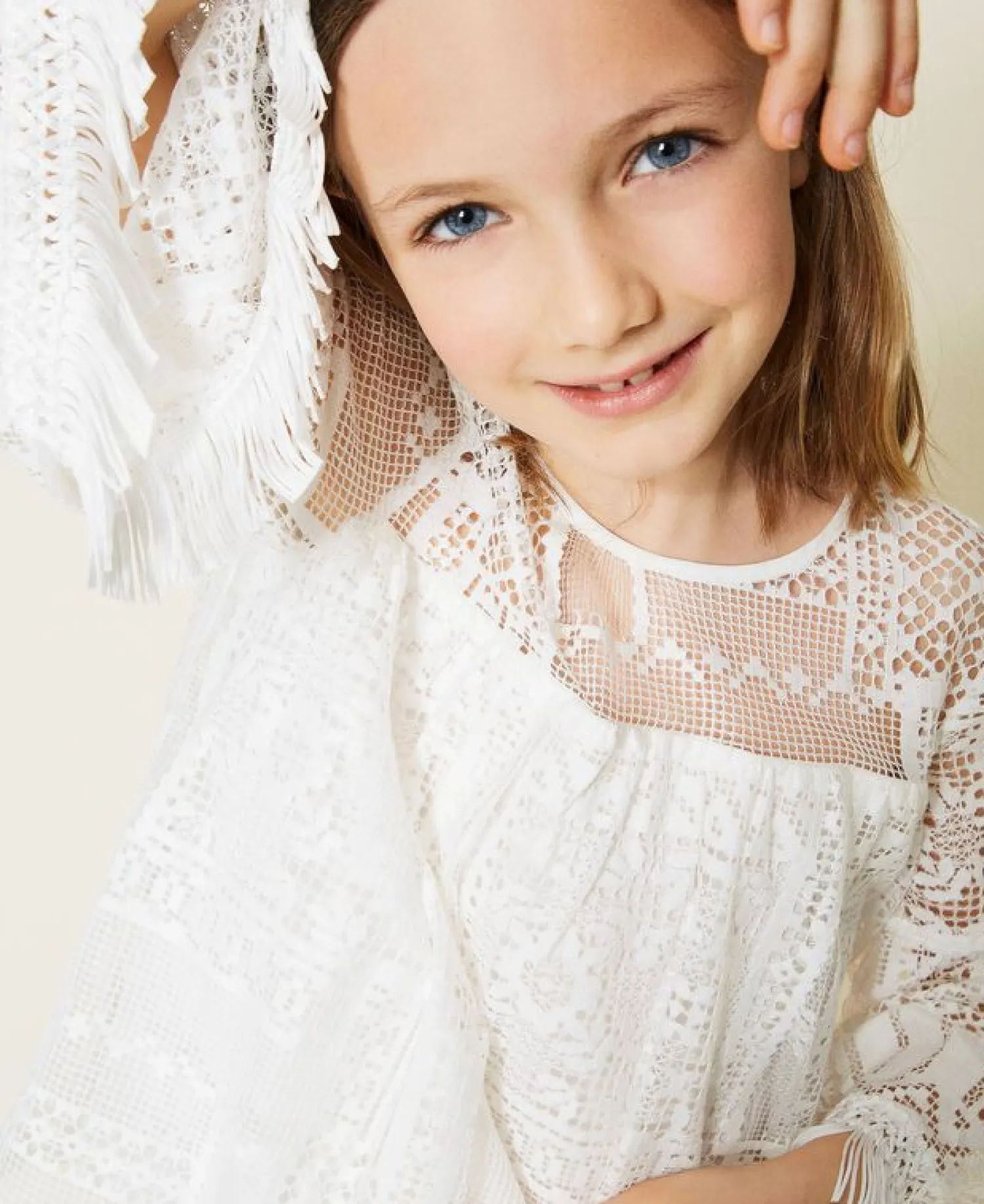 TWINSET Skirts> Girl Lace Blouse With Fringes