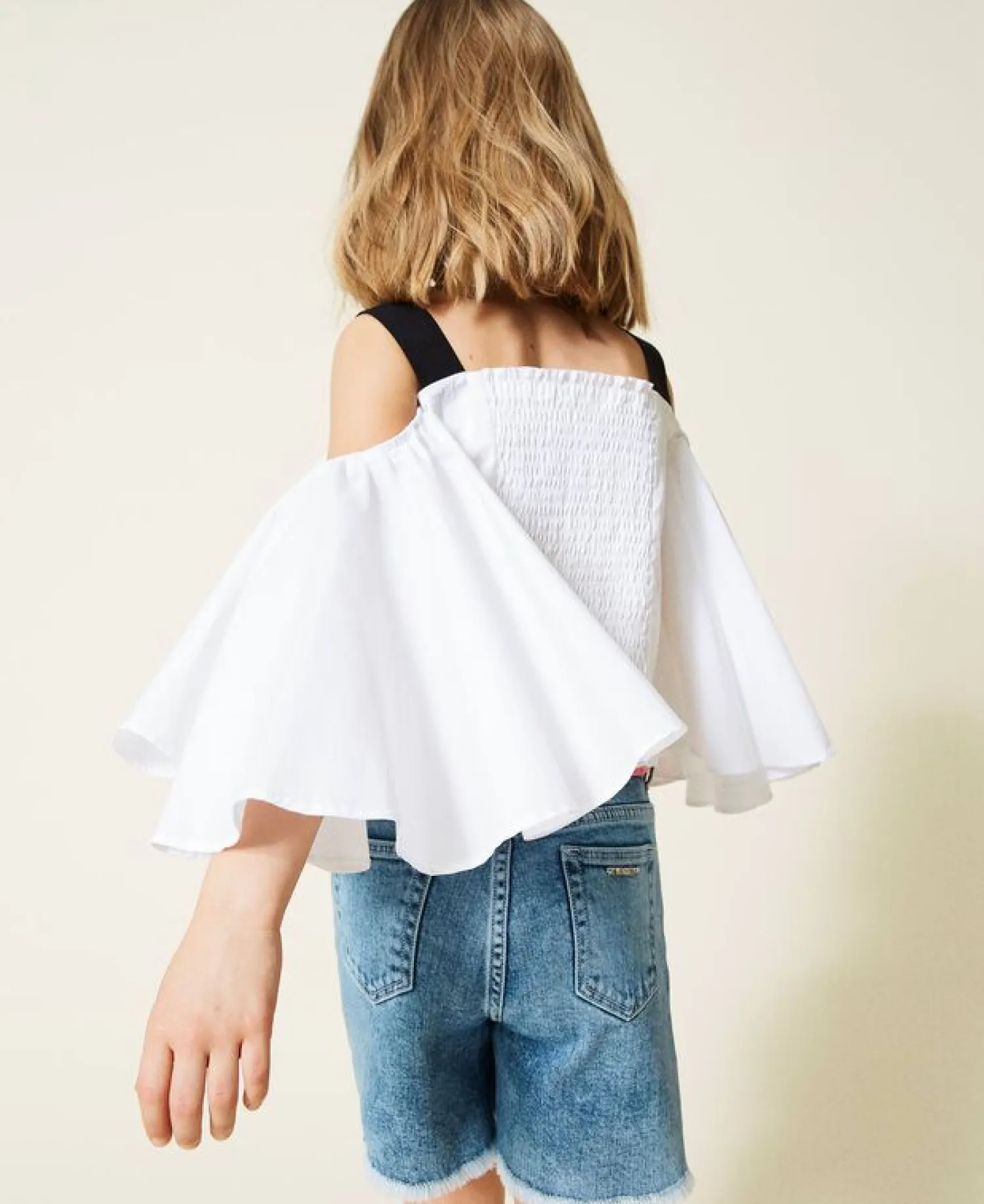 TWINSET Skirts> Girl Poplin Blouse With Gros-Grain Shoulder Straps