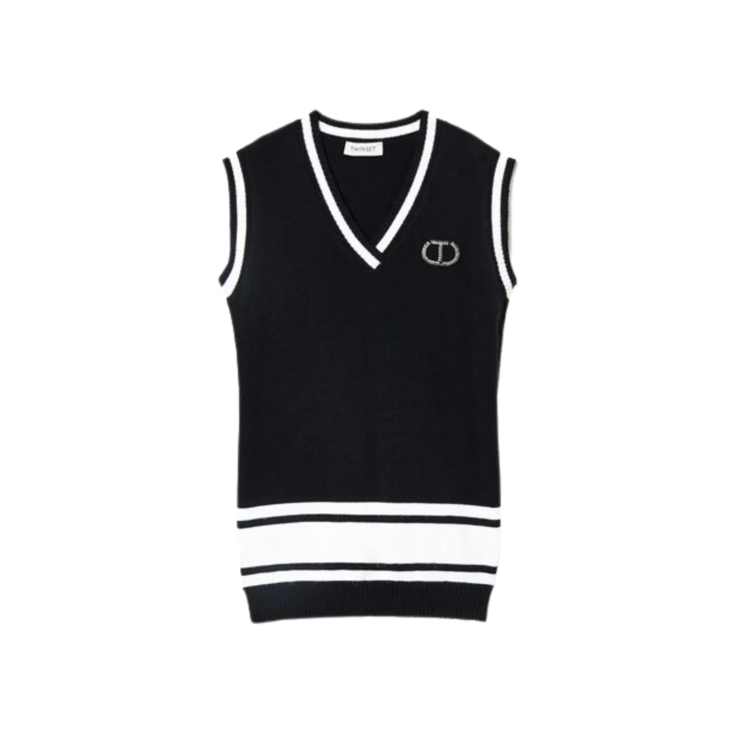 TWINSET Overalls & Jumpsuits> Knitted Dress With Stripes And Logo