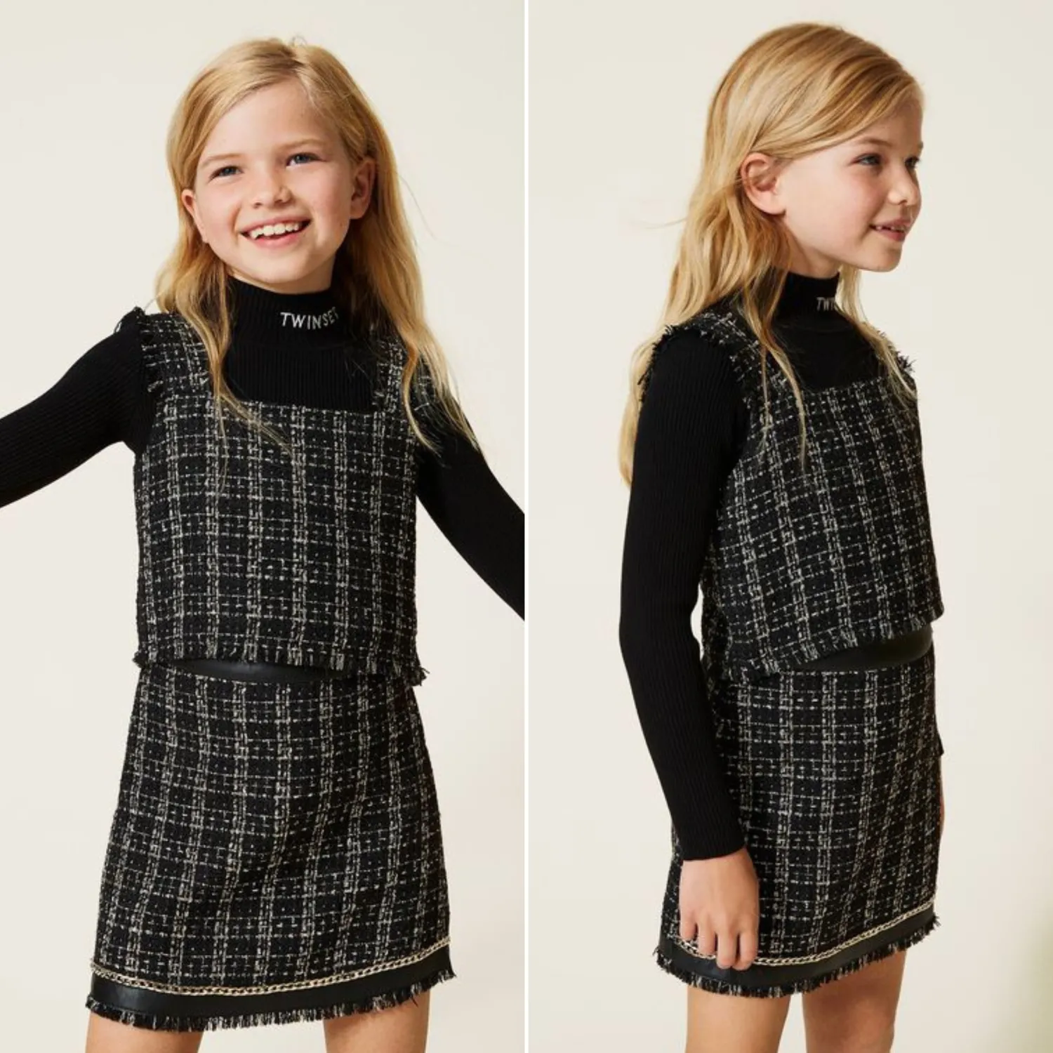 TWINSET Dresses> Lurex Tweed Short Skirt Black Jacquard