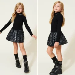 TWINSET Overalls & Jumpsuits> Ribbed Turtleneck Diamond-Patterned Skirt
