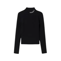TWINSET Face Masks> Turtleneck Jumper With Embroidered Logo