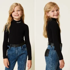 TWINSET Face Masks> Turtleneck Jumper With Embroidered Logo