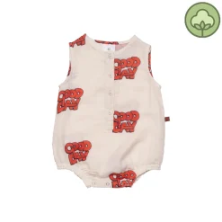 Wynken Rompers> Baby Woven Romper - Cloud / Setting Sun