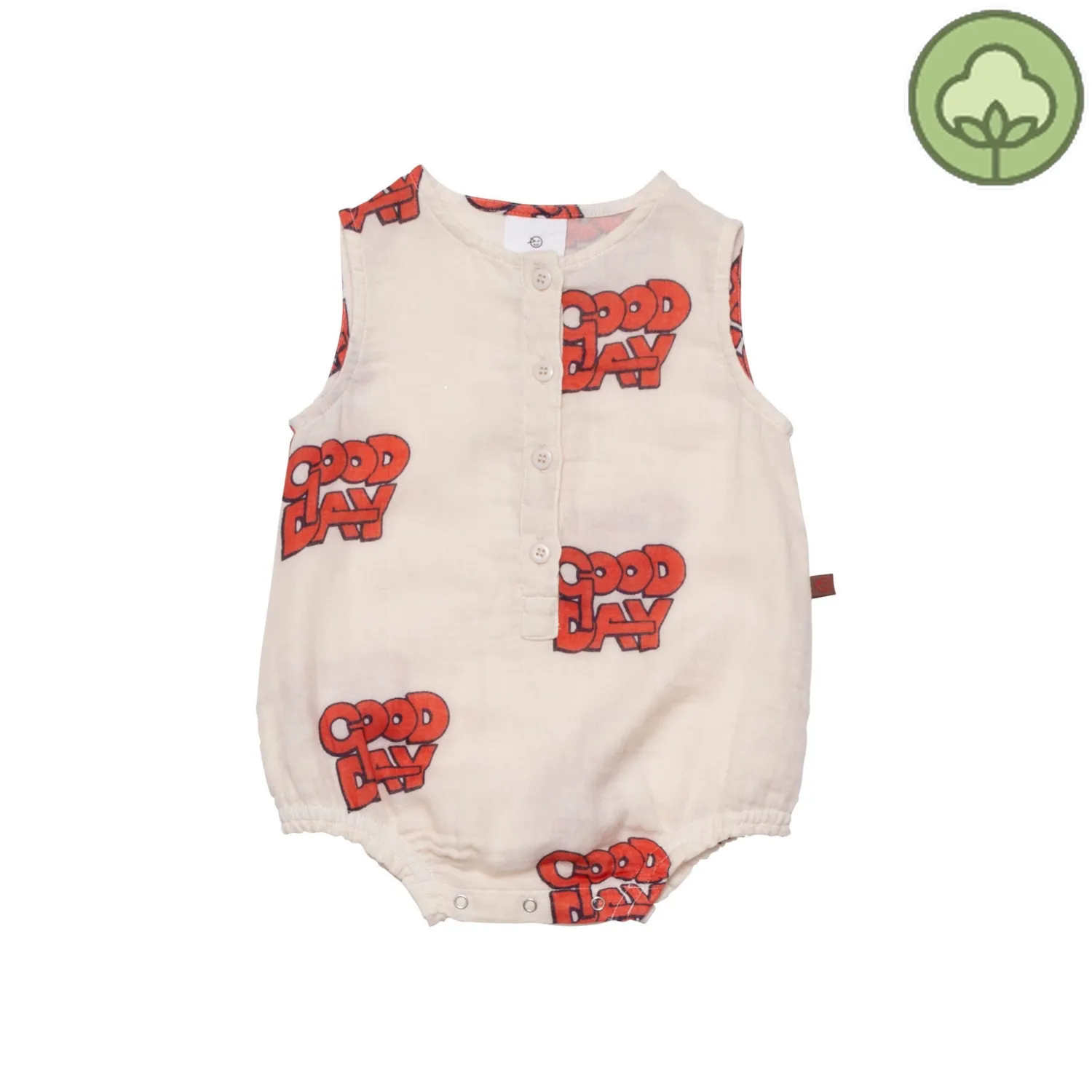 Wynken Rompers> Baby Woven Romper - Cloud / Setting Sun