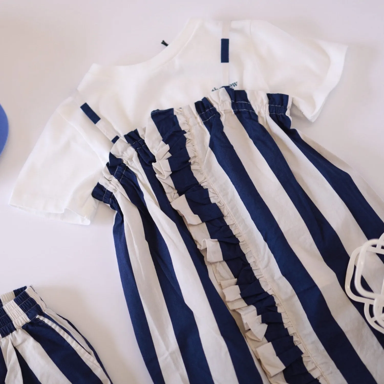 Wynken Overalls & Jumpsuits> Kids Frill Dress Deck Stripe Midnight