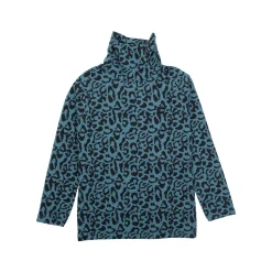 Wynken Blouses> Luna Roll Neck - Frosted Green Animal Print